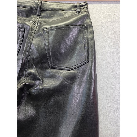 Wilfred Aritzia Black Vegan Leather Straight Leg Pants Size 2 High Rise Pants - Picture 14 of 15